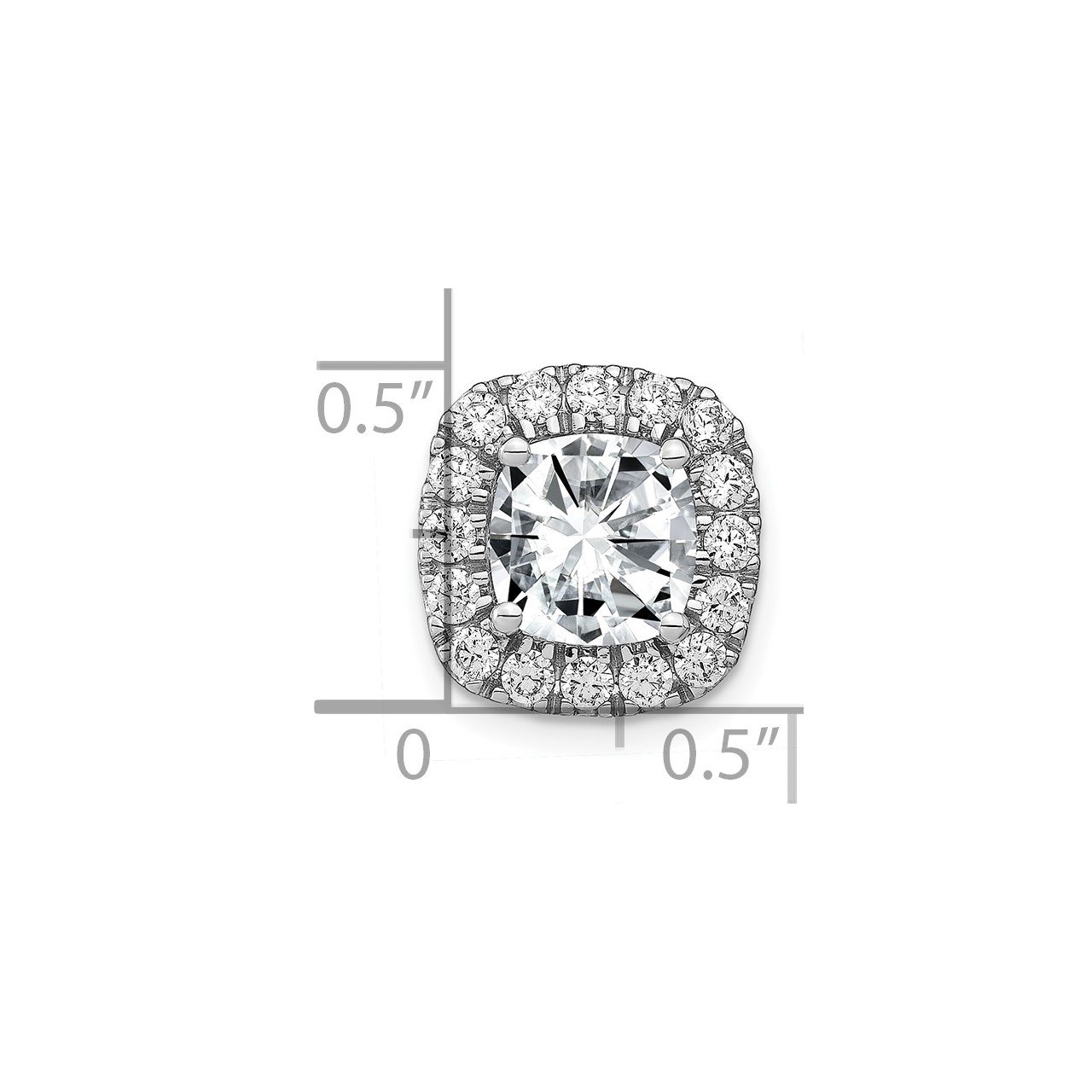 14k White Gold Cushion Halo Chain Slide D E F True Light Moissanite-2