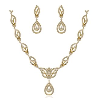14 k Yellow Gold 2.283 ct. Diamond Necklace / 0.985 ct. Earrings