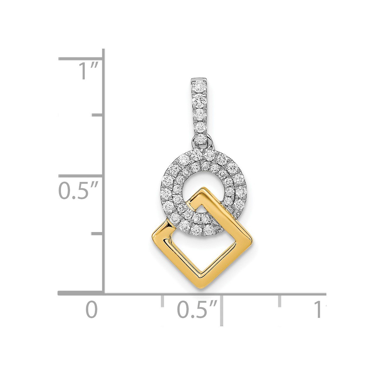 14k Two-tone Polished Diamond Circle and Square Chain Slide-3