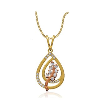 14k Yellow Gold 0.366 ct. Diamond Leaf Shape Pendant