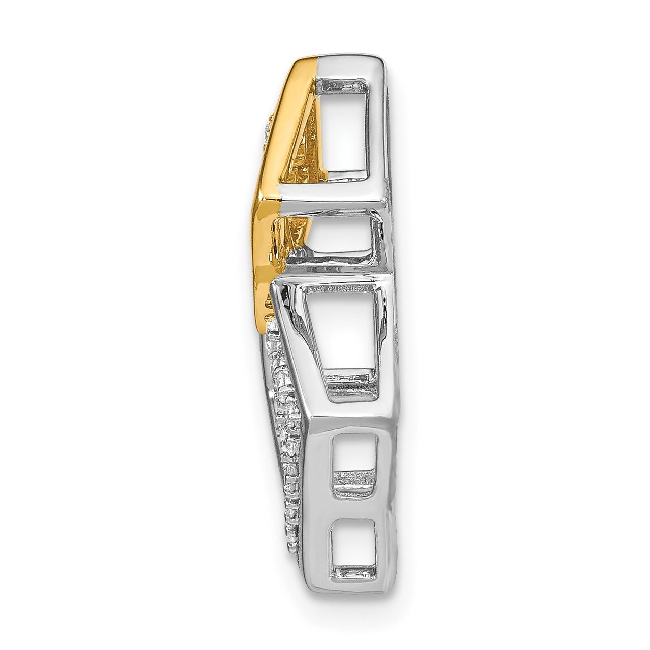 14k Two-tone Polished Double Square Diamond Chain Slide-1