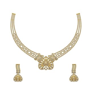 14K Yellow Gold 0.993 Ct. Diamond Necklace/ Earring 0.422 ct. Set