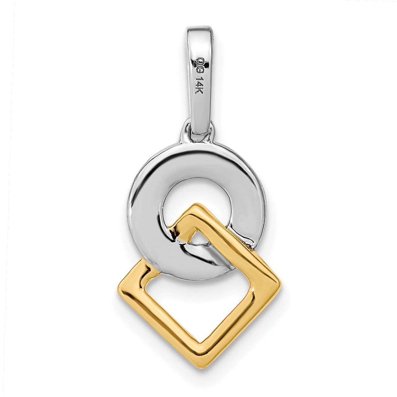 14k Two-tone Polished Diamond Circle and Square Chain Slide-1