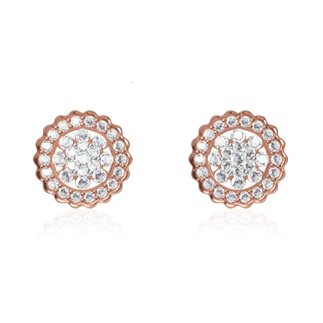 14k White/Rose Gold 1.206 Ct. Diamond Round Shape Earrings