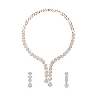 14k Yellow Gold 5.920 Ct. Diamond Necklace/ 1.690 Ct. Earrings Set