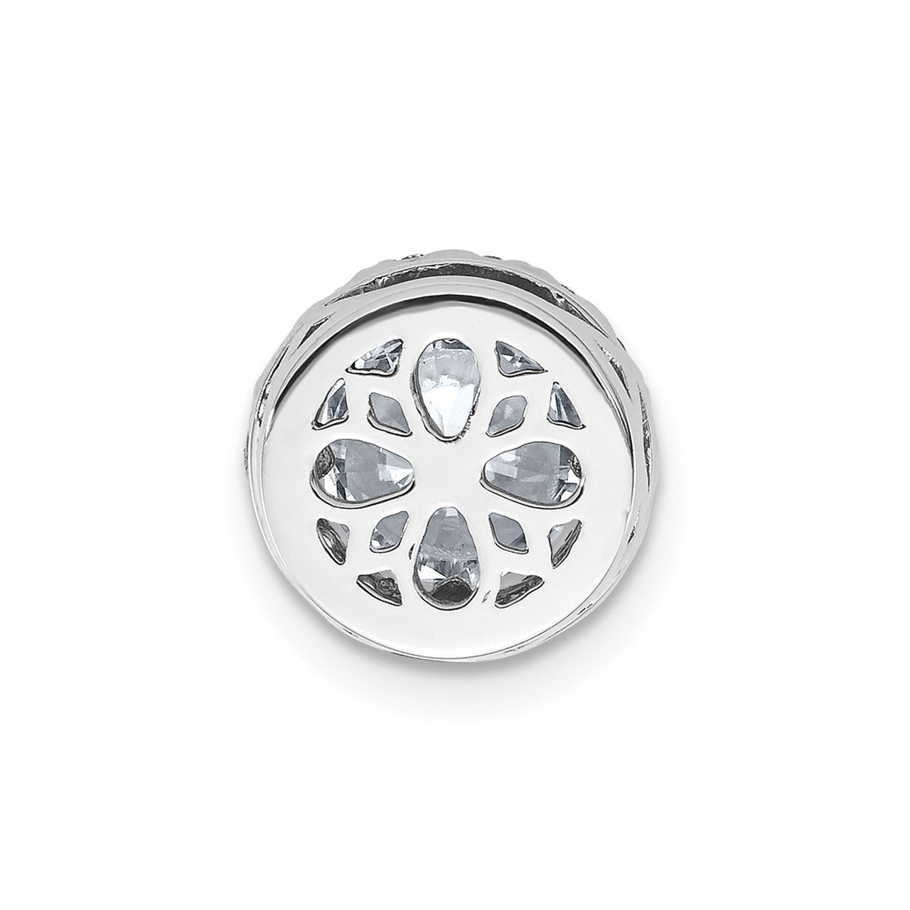 14K White Gold Round Halo Chain Slide D E F Pure Light Moissanite-3