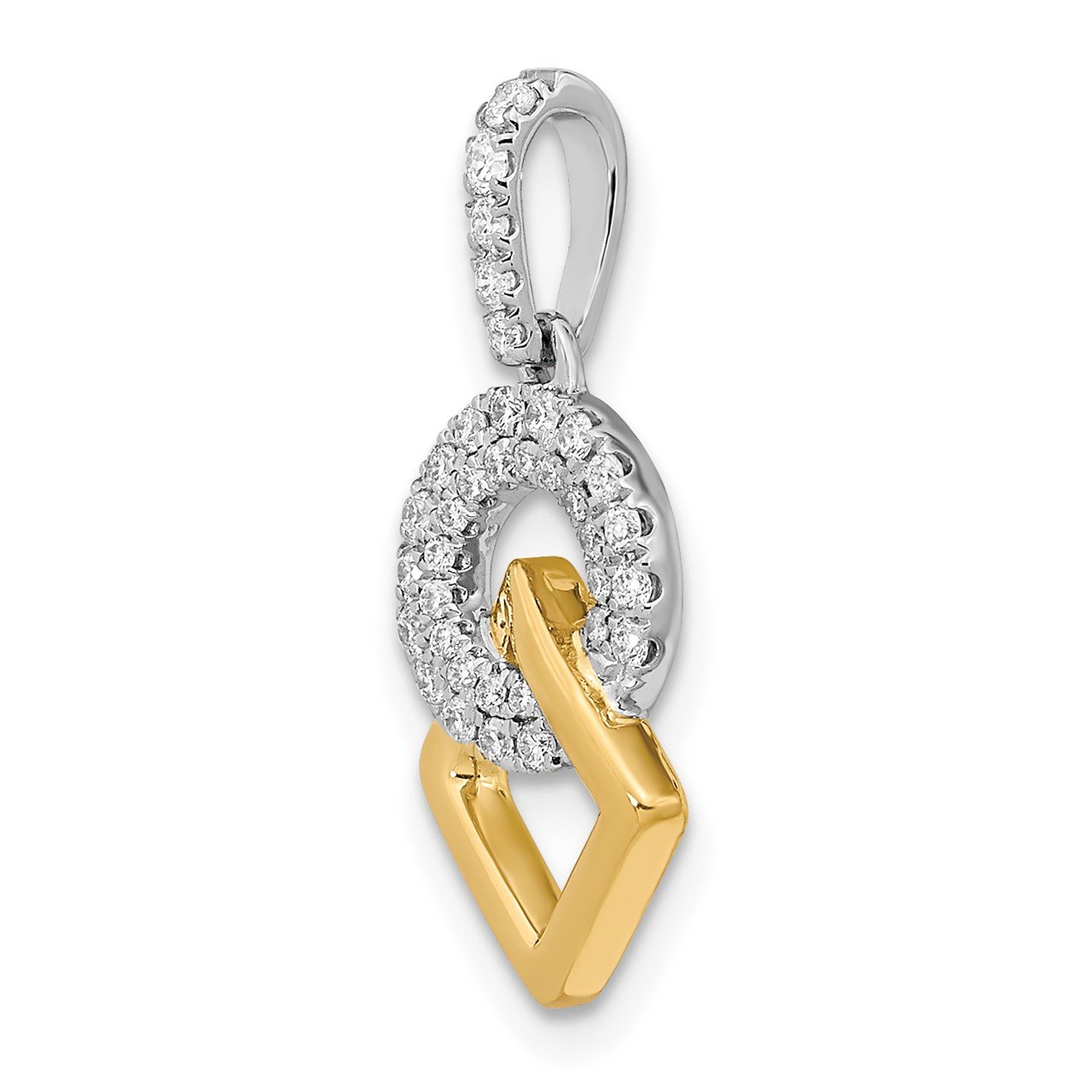 14k Two-tone Polished Diamond Circle and Square Chain Slide-2