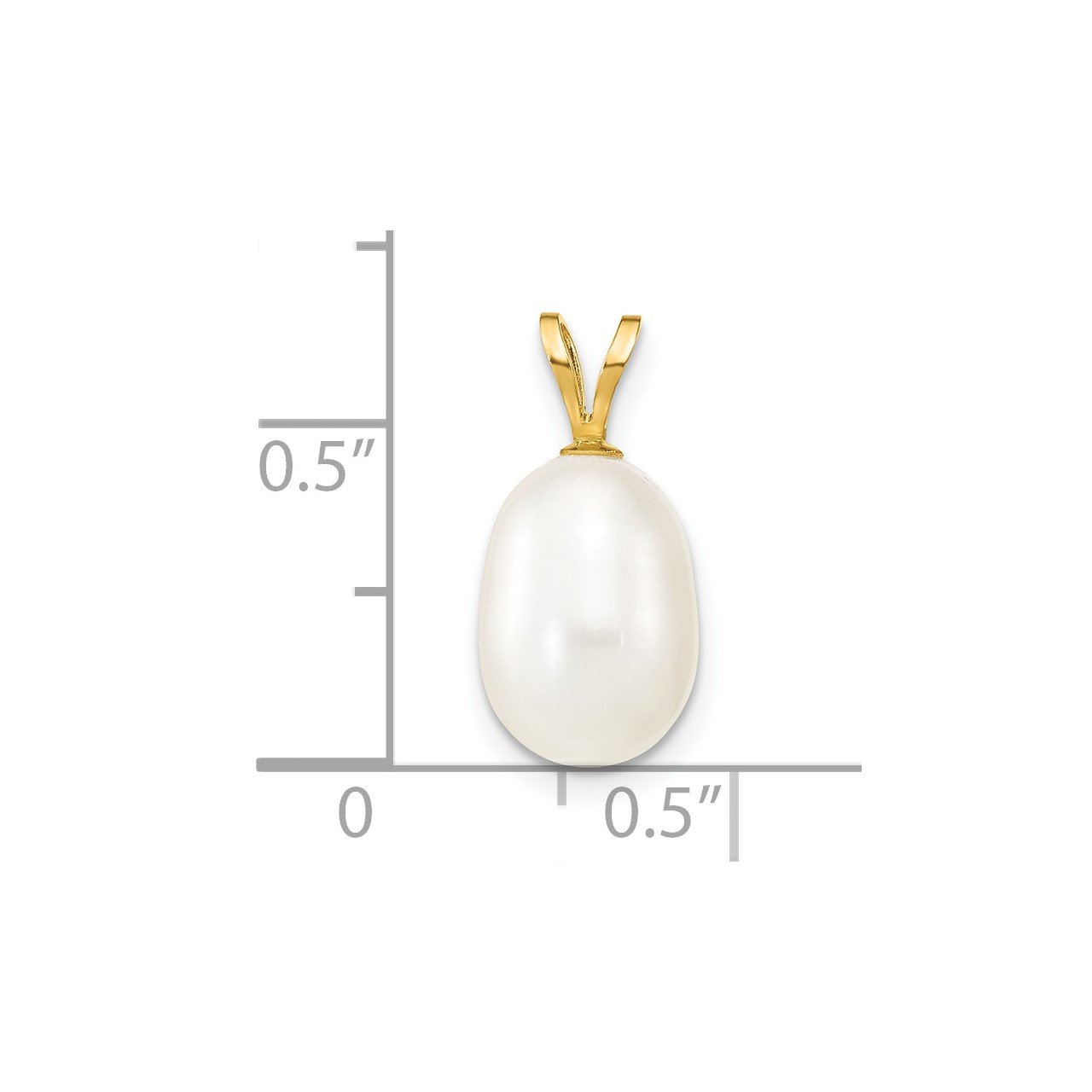 14K 8-9mm White Rice Freshwater Cultured Pearl Pendant-1