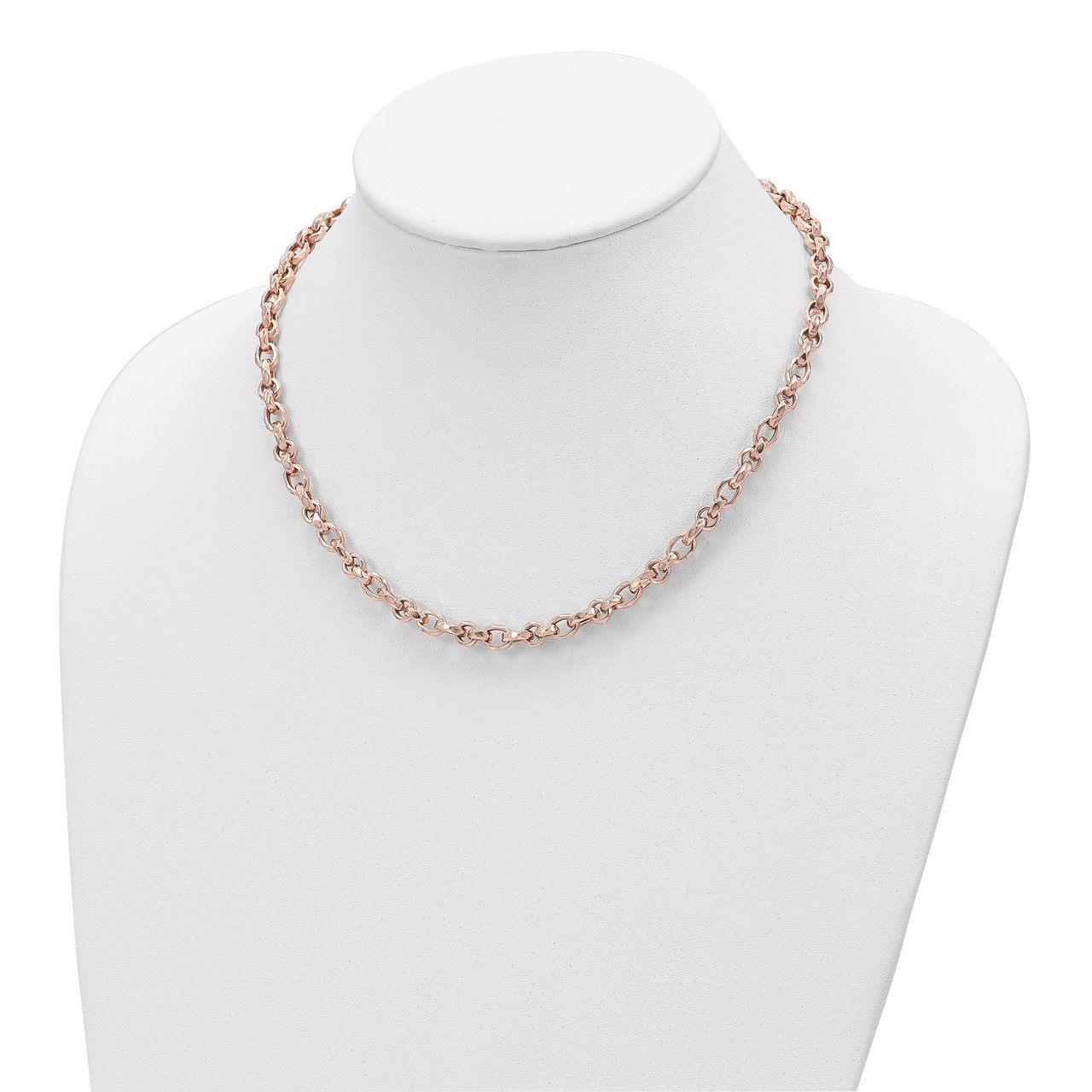 14K Rose Gold Polished Fancy Link Necklace-1