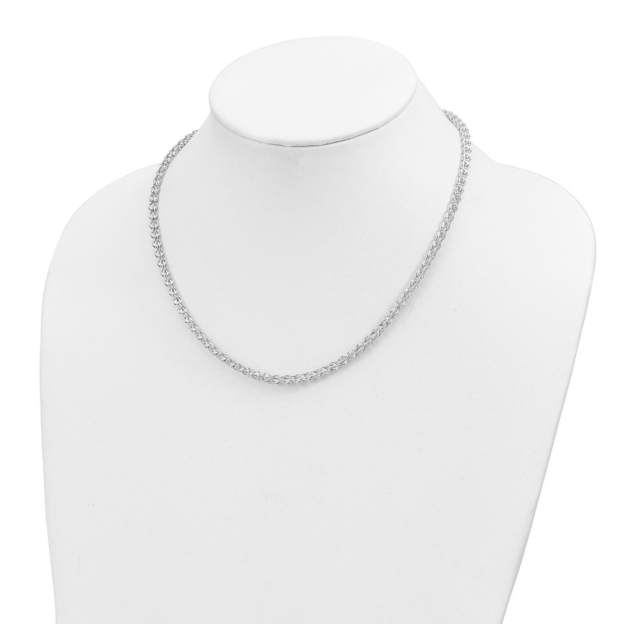 14K White Gold Polished Fancy Link Necklace-1