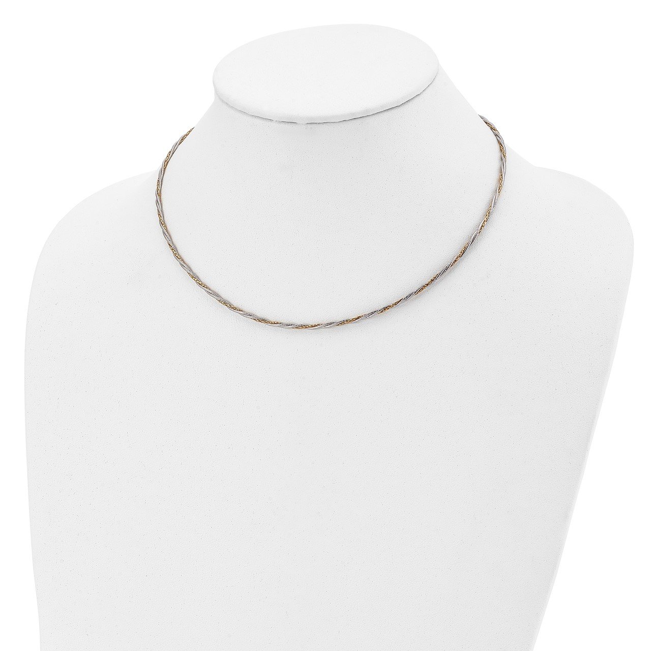 Leslie's 14K Two-tone Polished Braided with 2in ext. Necklace-3
