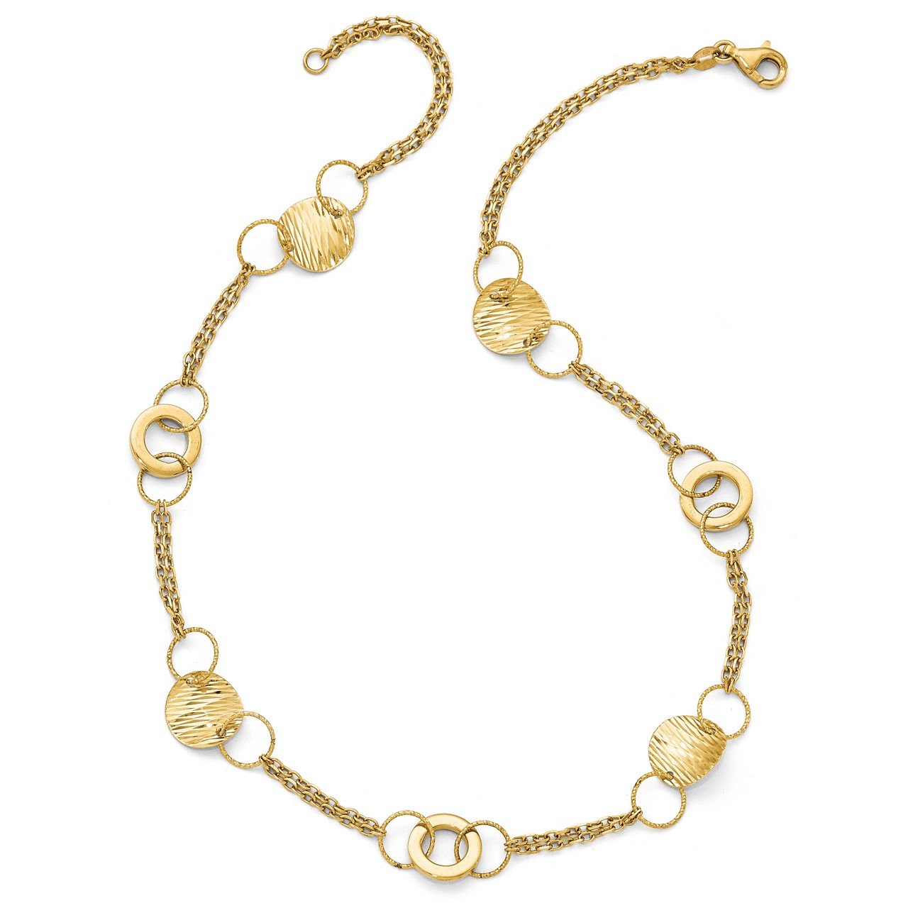 Leslie's 14k Polished Textured Fancy Link Necklace-1