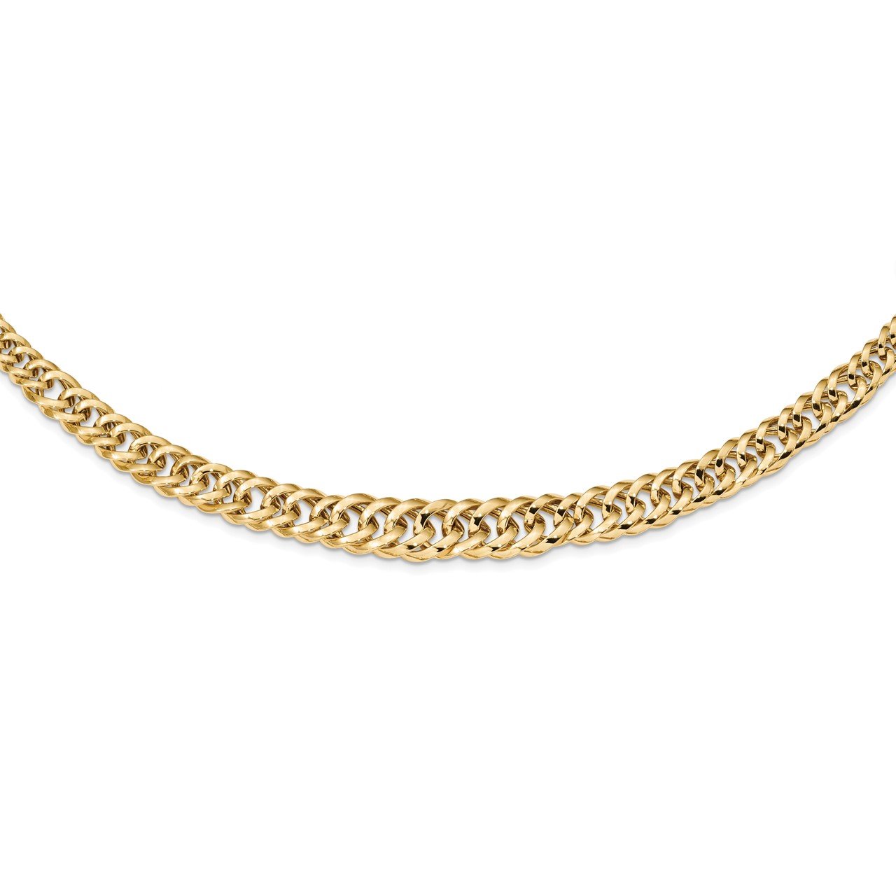 14k Polished Fancy Graduated Curb Chain Necklace