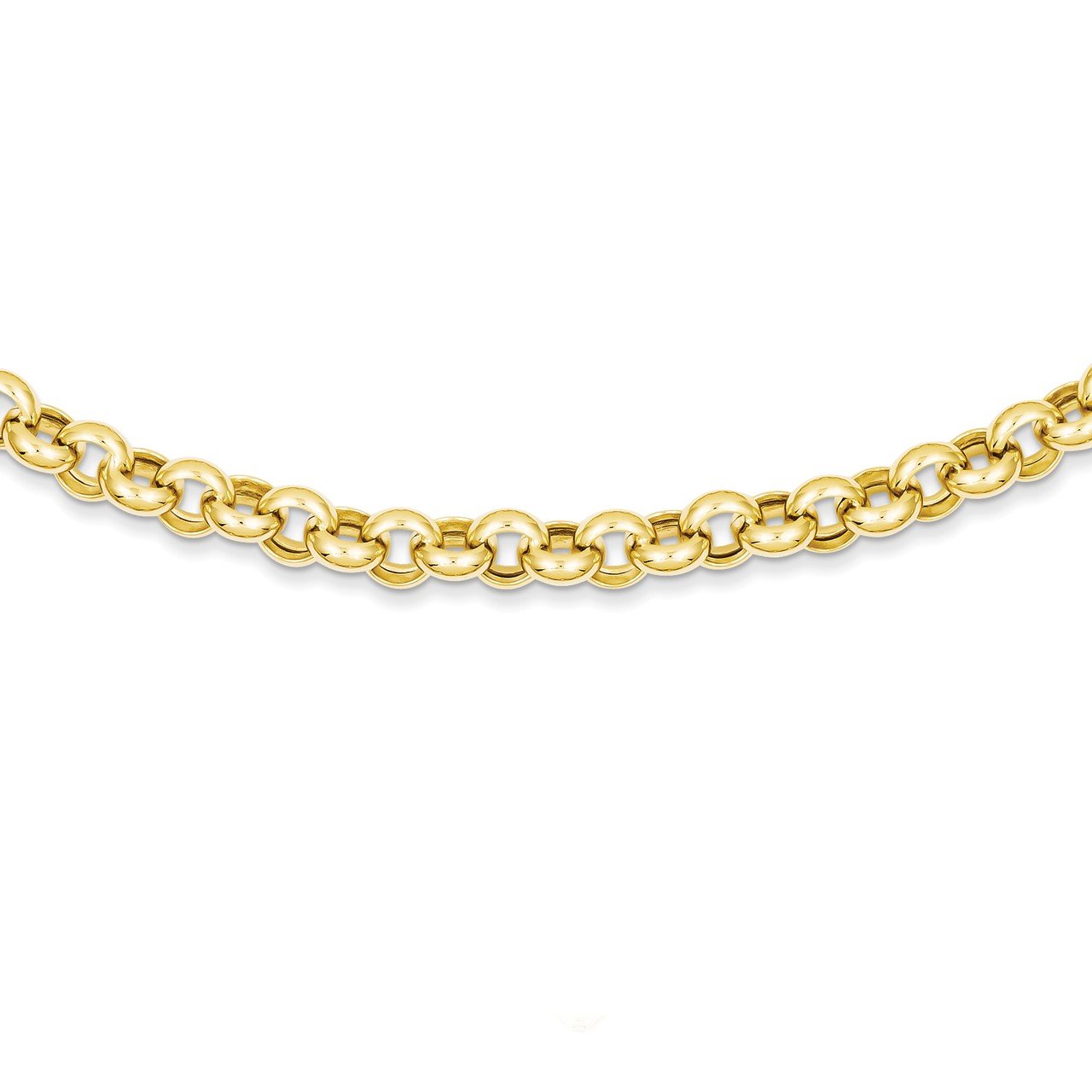 14k 18in 7mm Polished Fancy Rolo Link Necklace