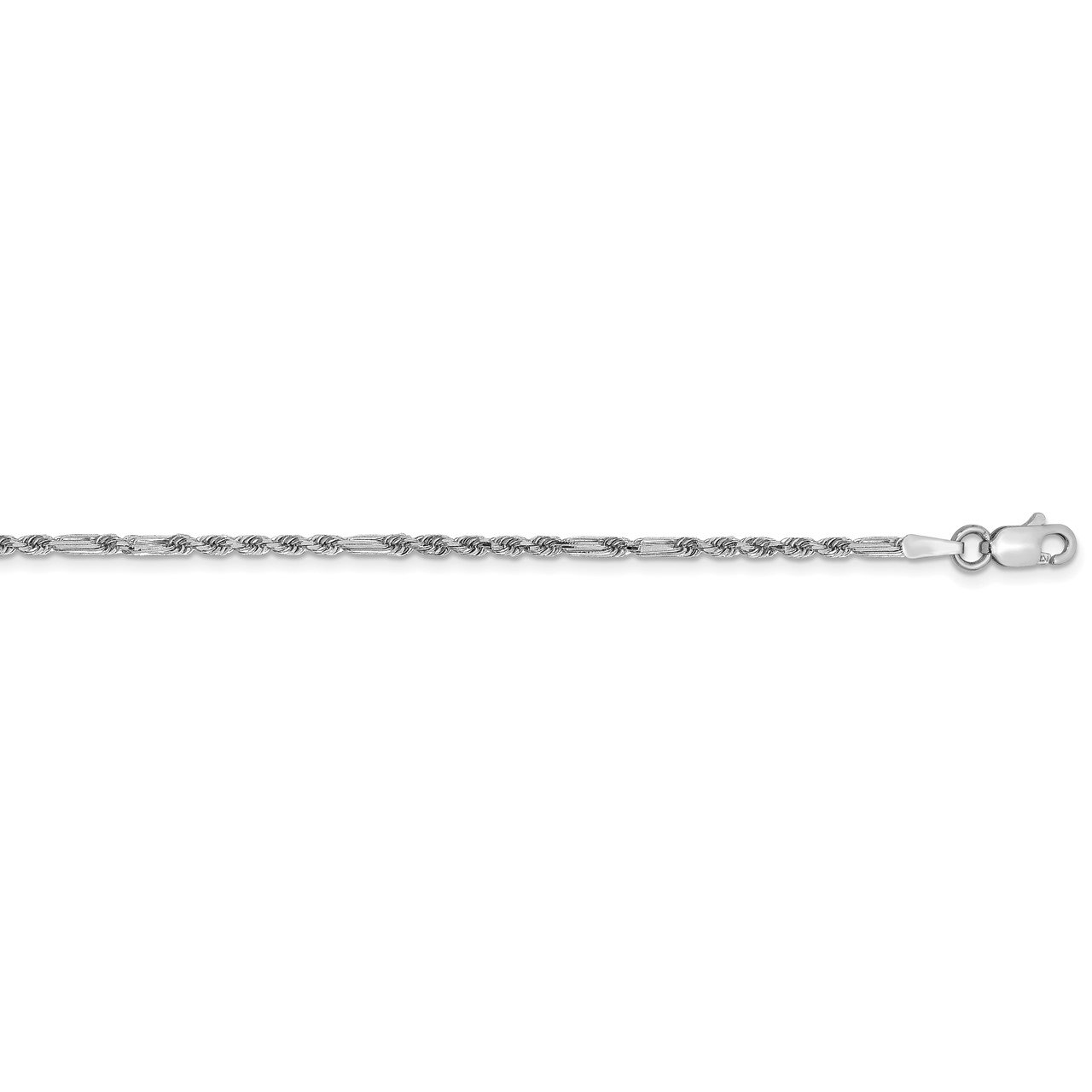 14k White Gold 1.8mm D/C Milano Rope Chain