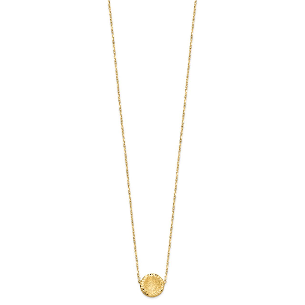 14k Brushed Polished and D/C Circle Necklace-1