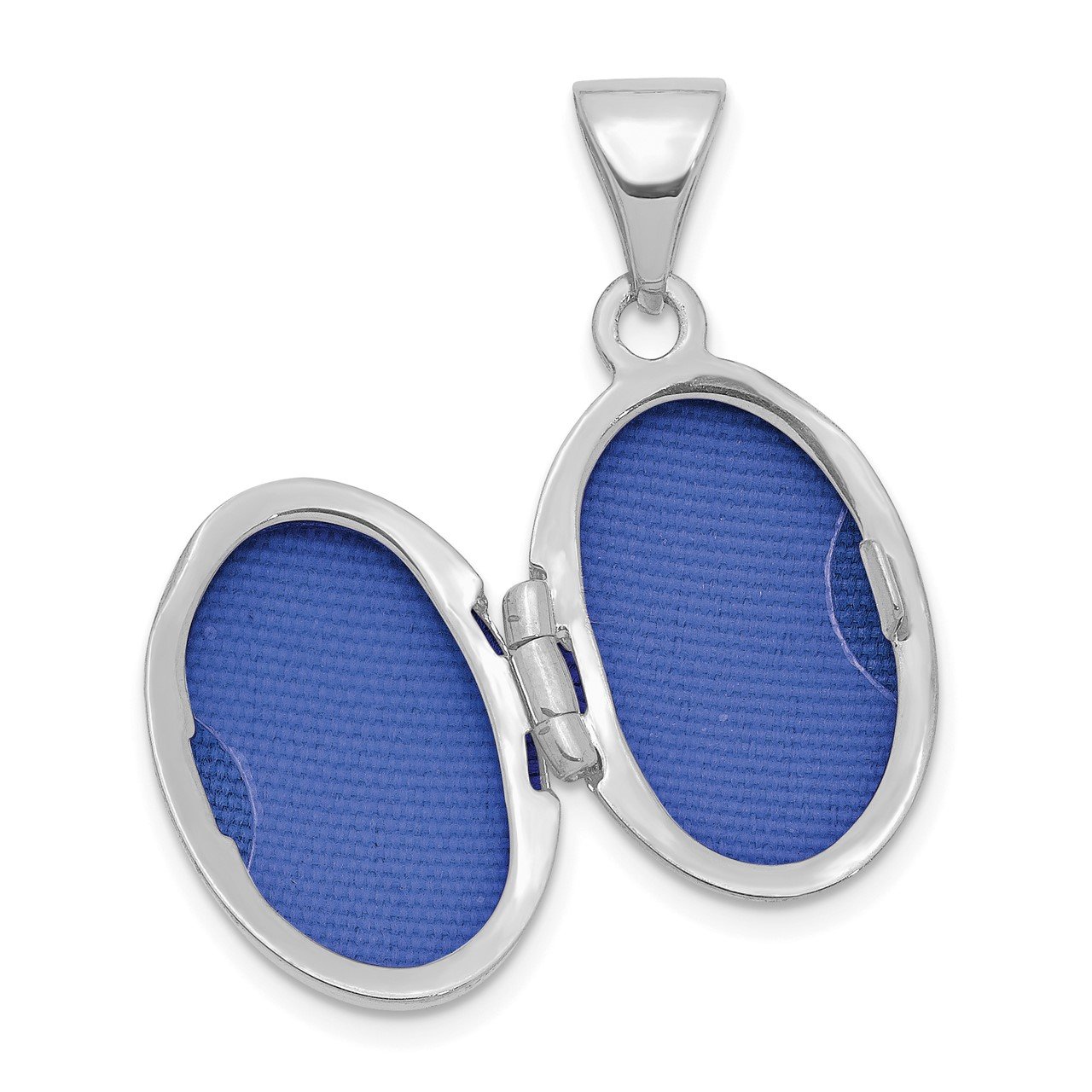 14K White Gold with Cross 16mm Oval Locket Pendant-1