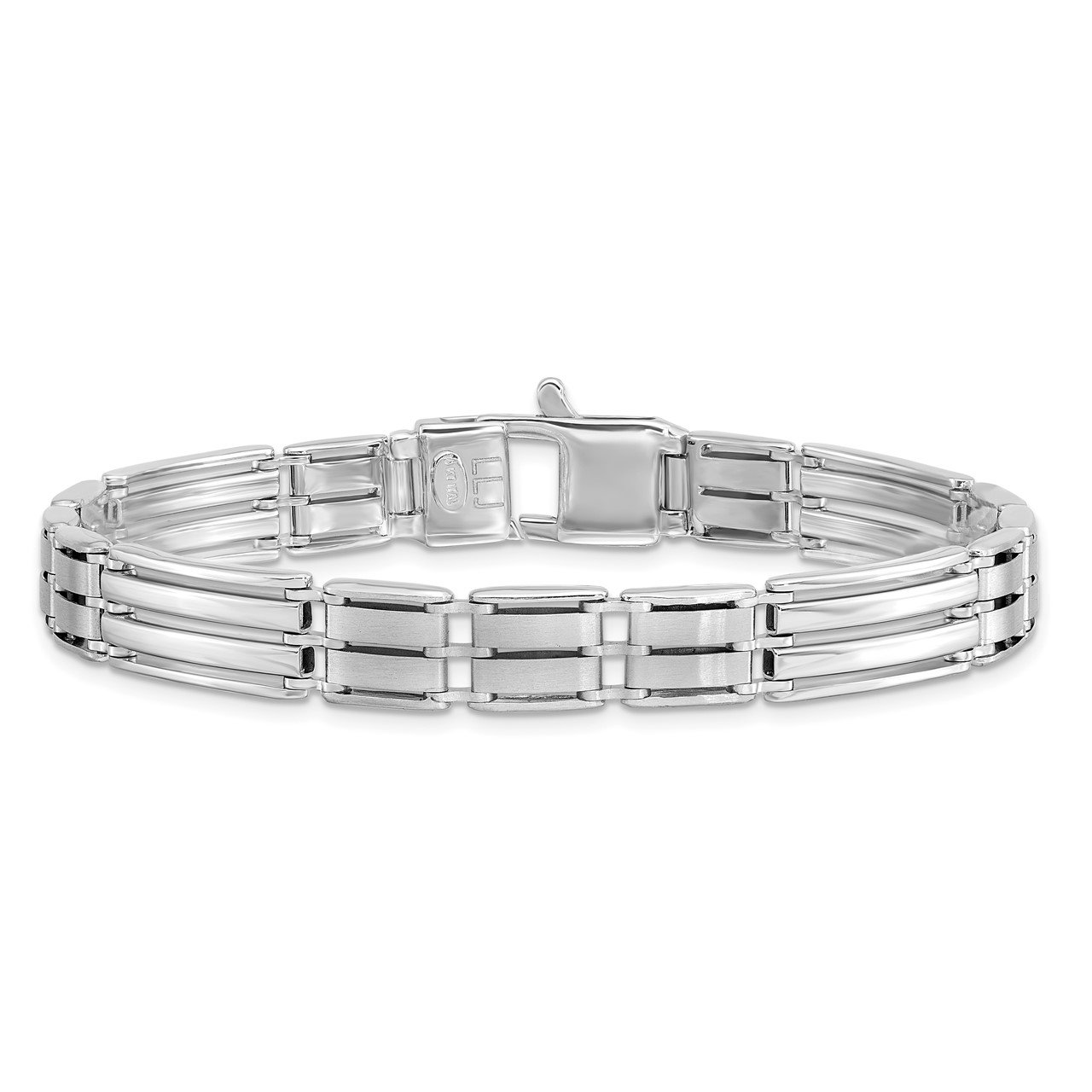 Leslie's 14K White Gold Polished and Brushed Men's Bracelet-2