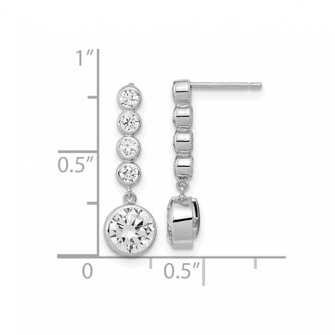 14K White Gold CZ Post Dangle Earrings-2