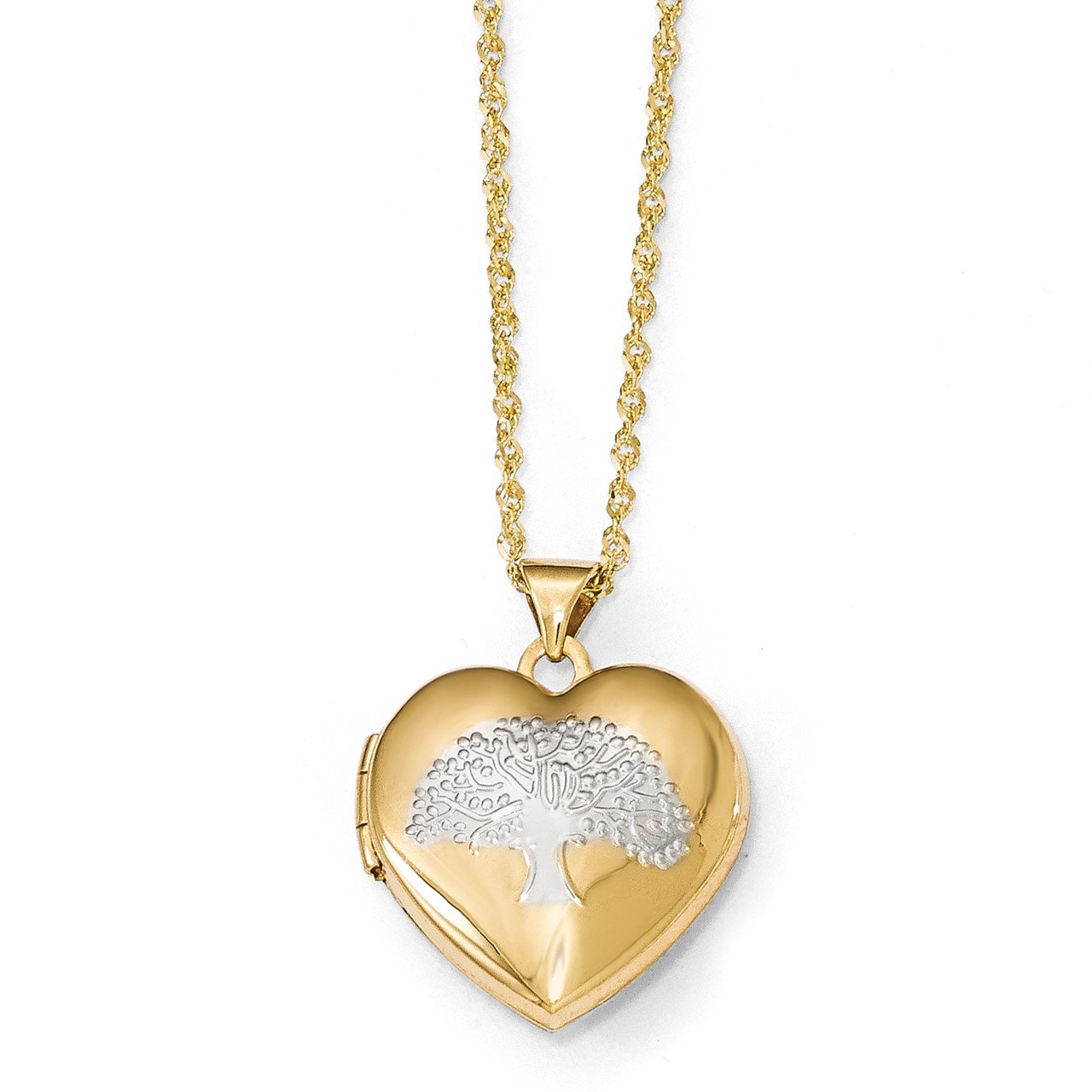 Leslie's 14k Rhodium-plated Polished Heart Locket Pendant-2