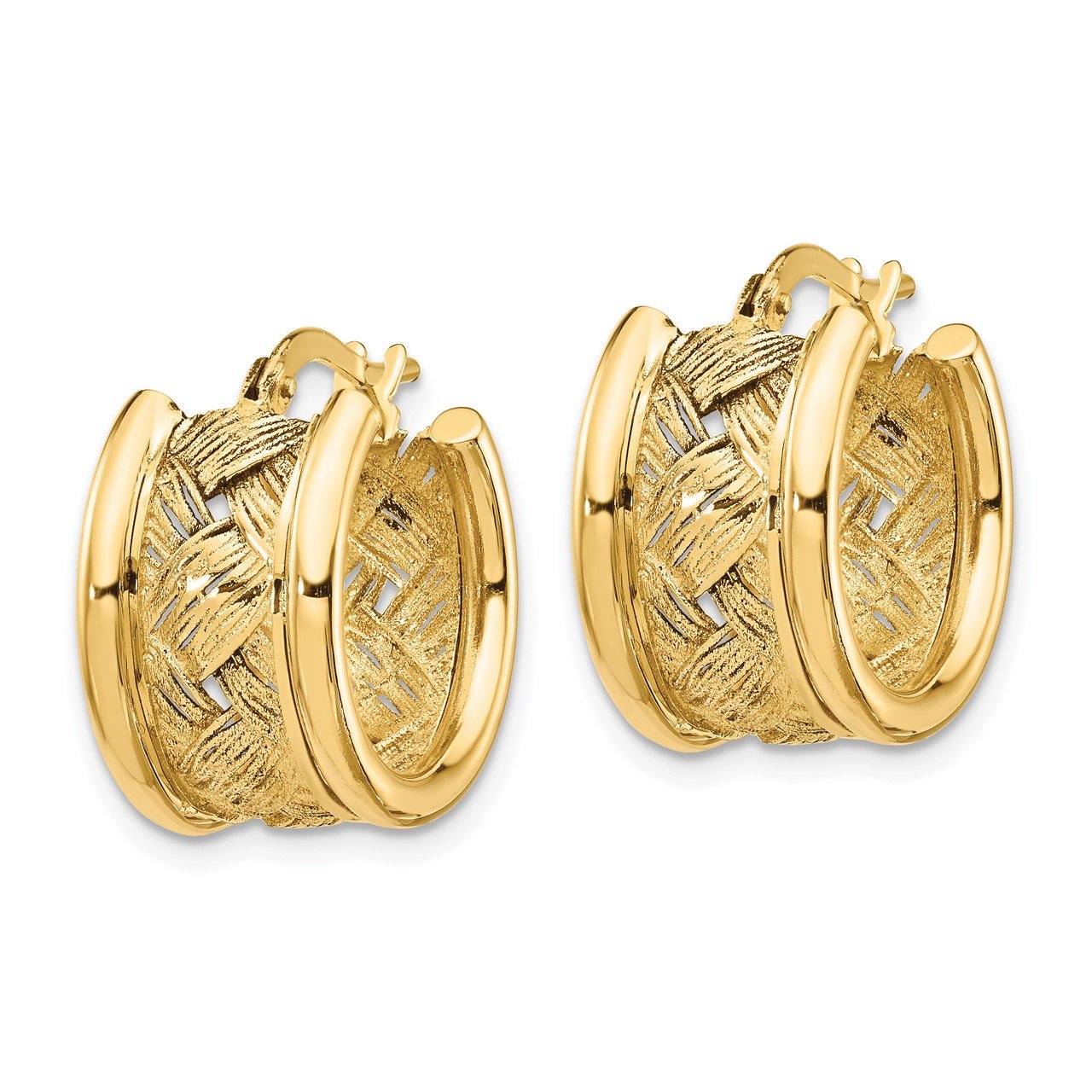 Leslie's 14K 9.75mm Polished Designed Hoop Earrings-1