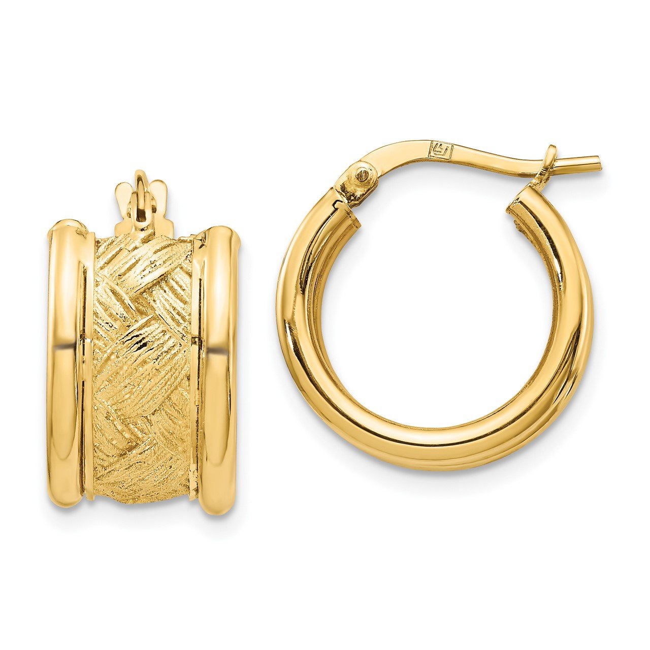 Leslie's 14K 9.75mm Polished Designed Hoop Earrings