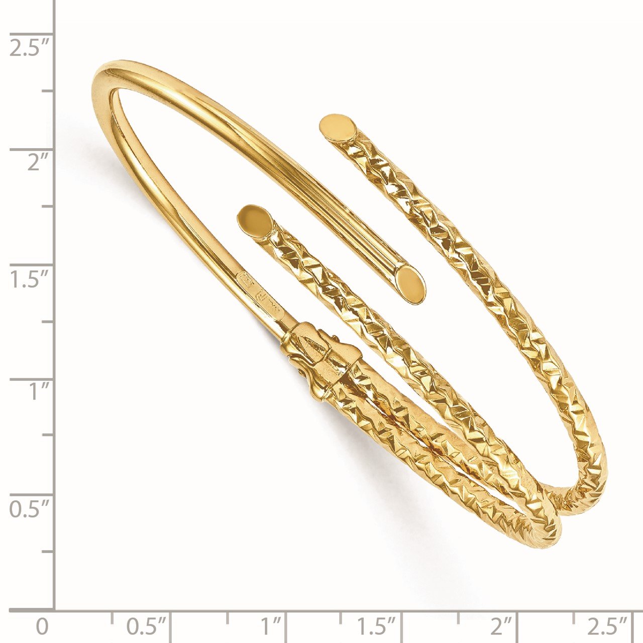 Leslie's 14k Polished Textured Fancy Bangle-1
