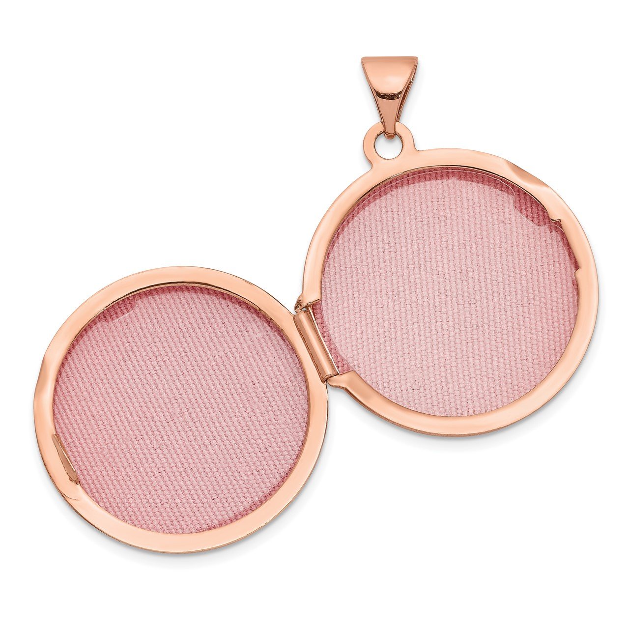 14k Rose Gold 20mm Round Plain Flat Locket-3