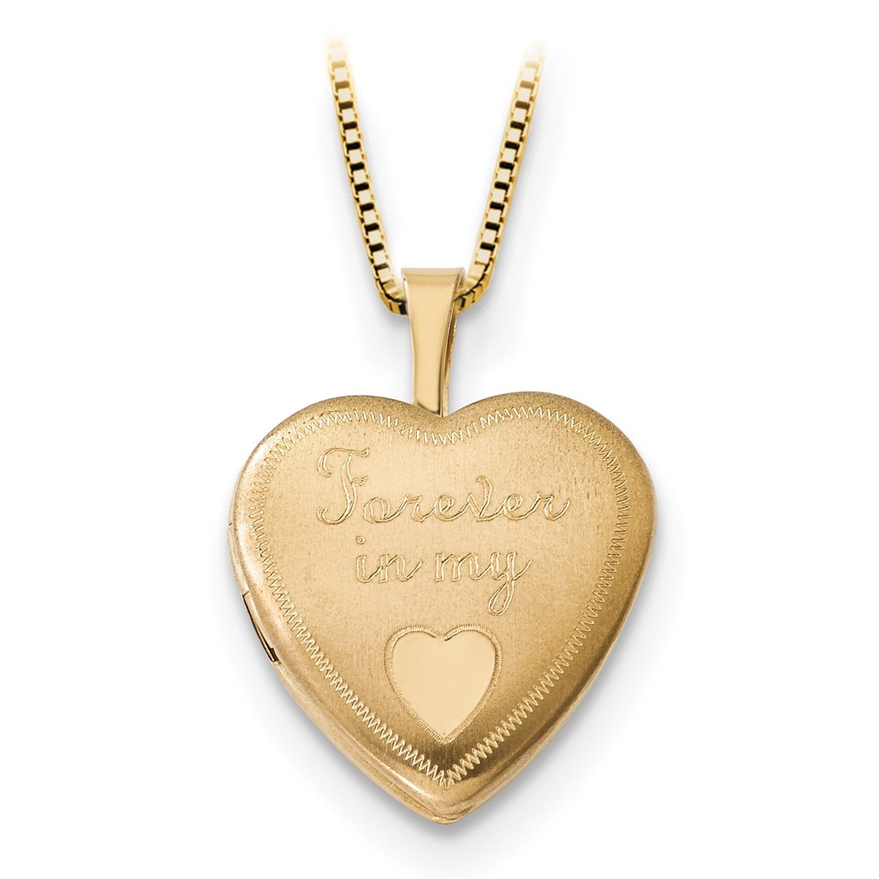 14K 16mm Forever in Heart Locket/Gold-plated Sterling 12mm Pendant-1