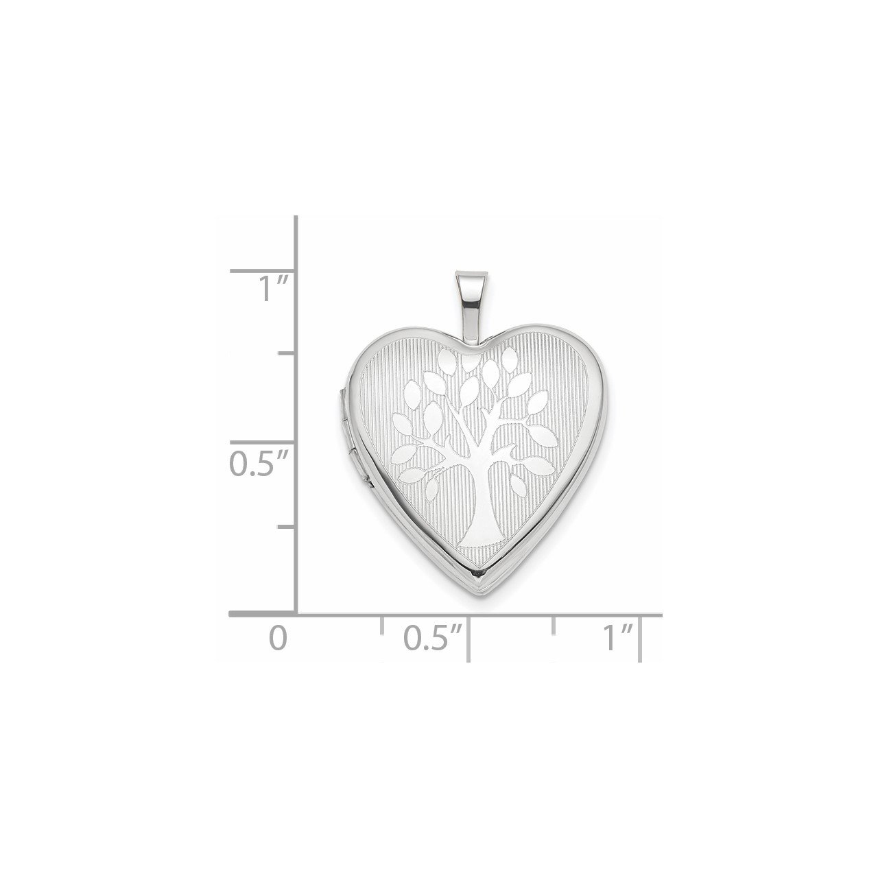 14K White Gold 20mm Tree Heart Locket-1