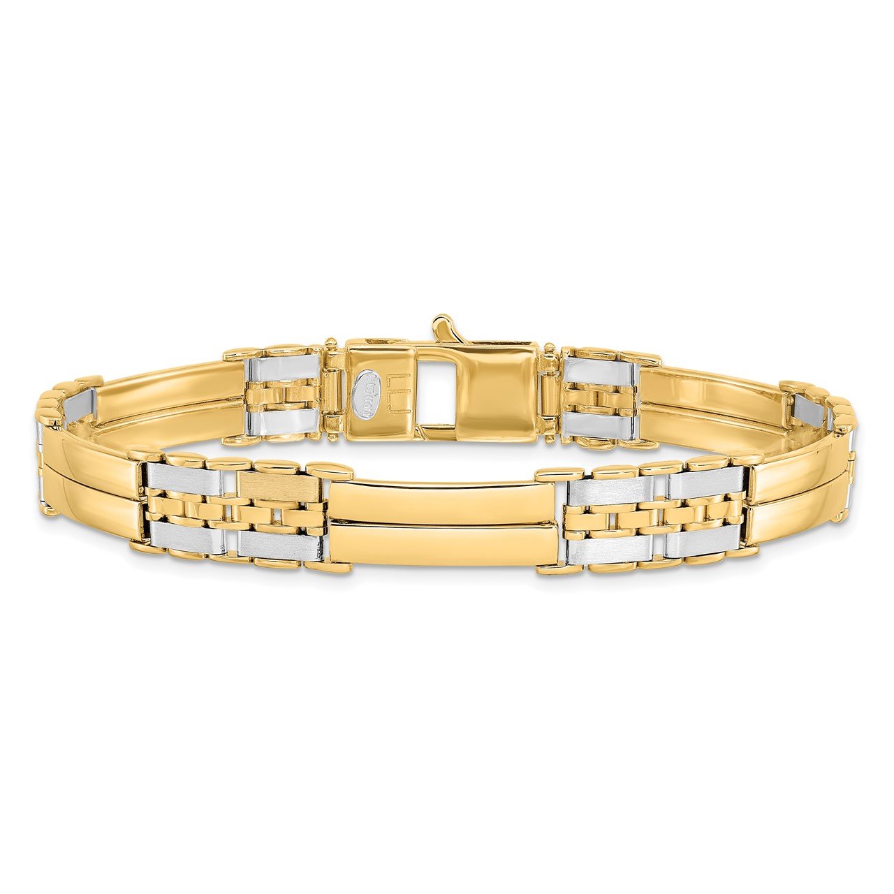 Leslie's 14K Two-tone Polished and Brushed Men's Link Bracelet-2