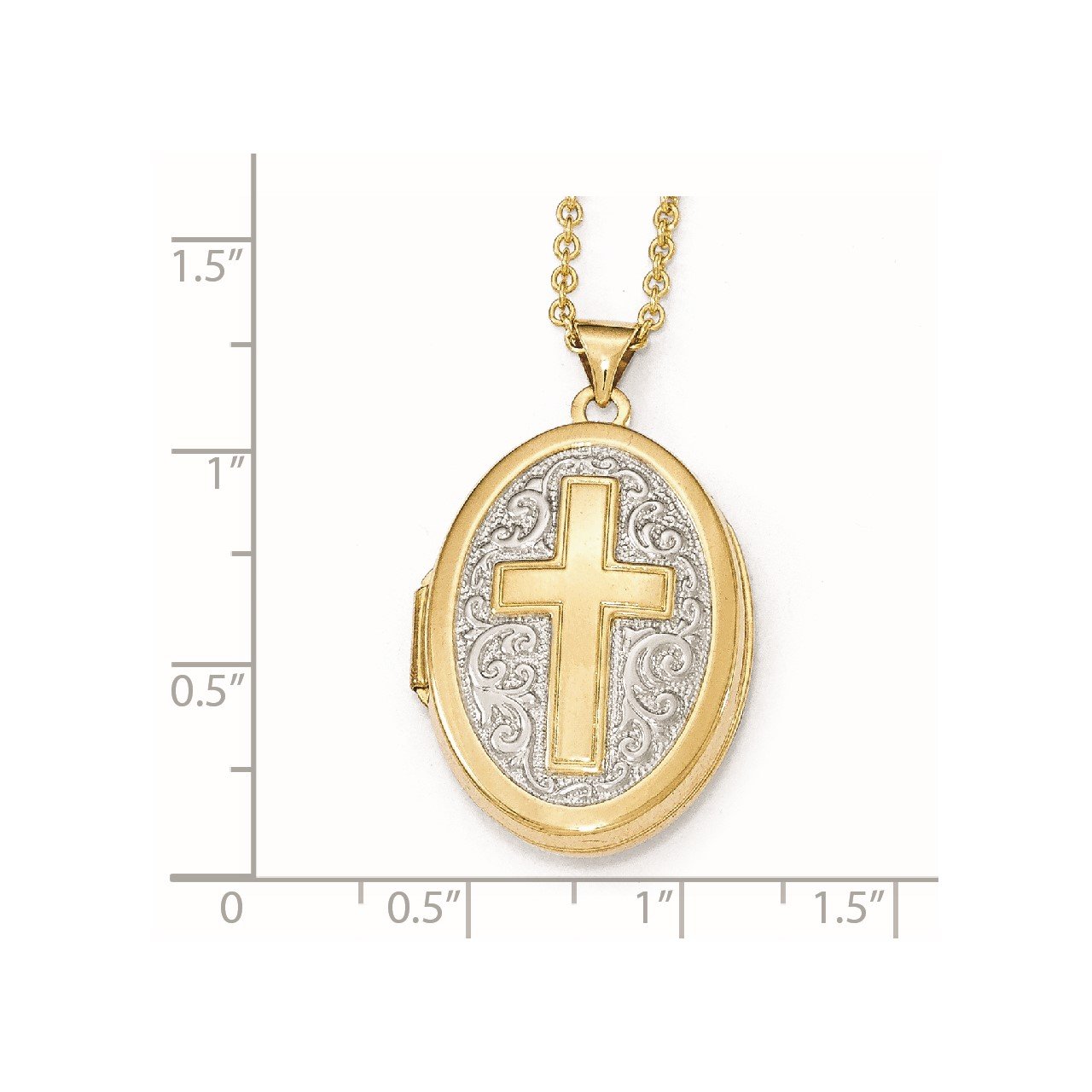 Leslie's 14k Rhodium-plated Polished and Textured Locket Pendant-3