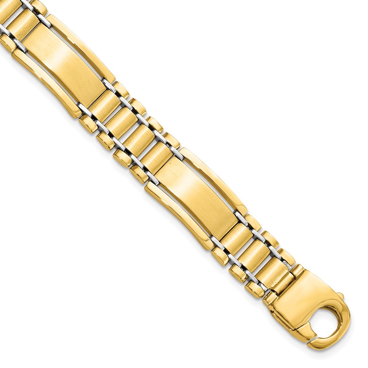 Leslie's 14K Two-Tone Polished and Satin Men's Bracelet