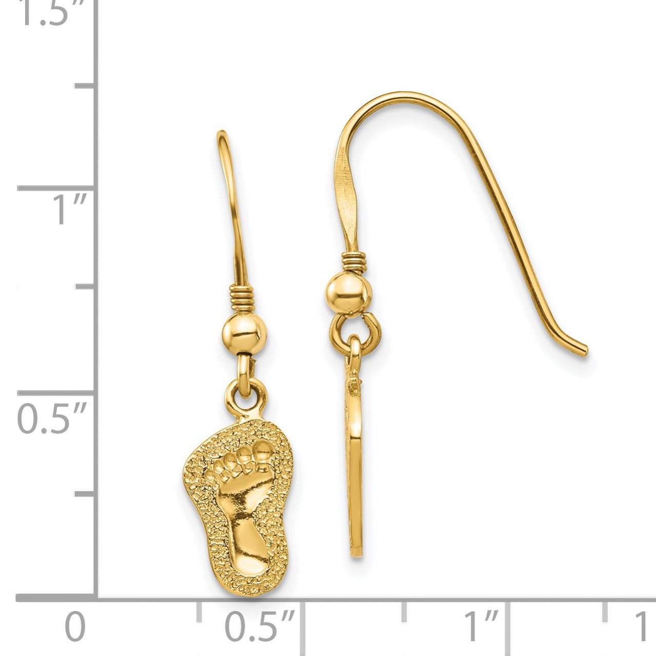 14K Footprints Shepherd Hook Earrings-2