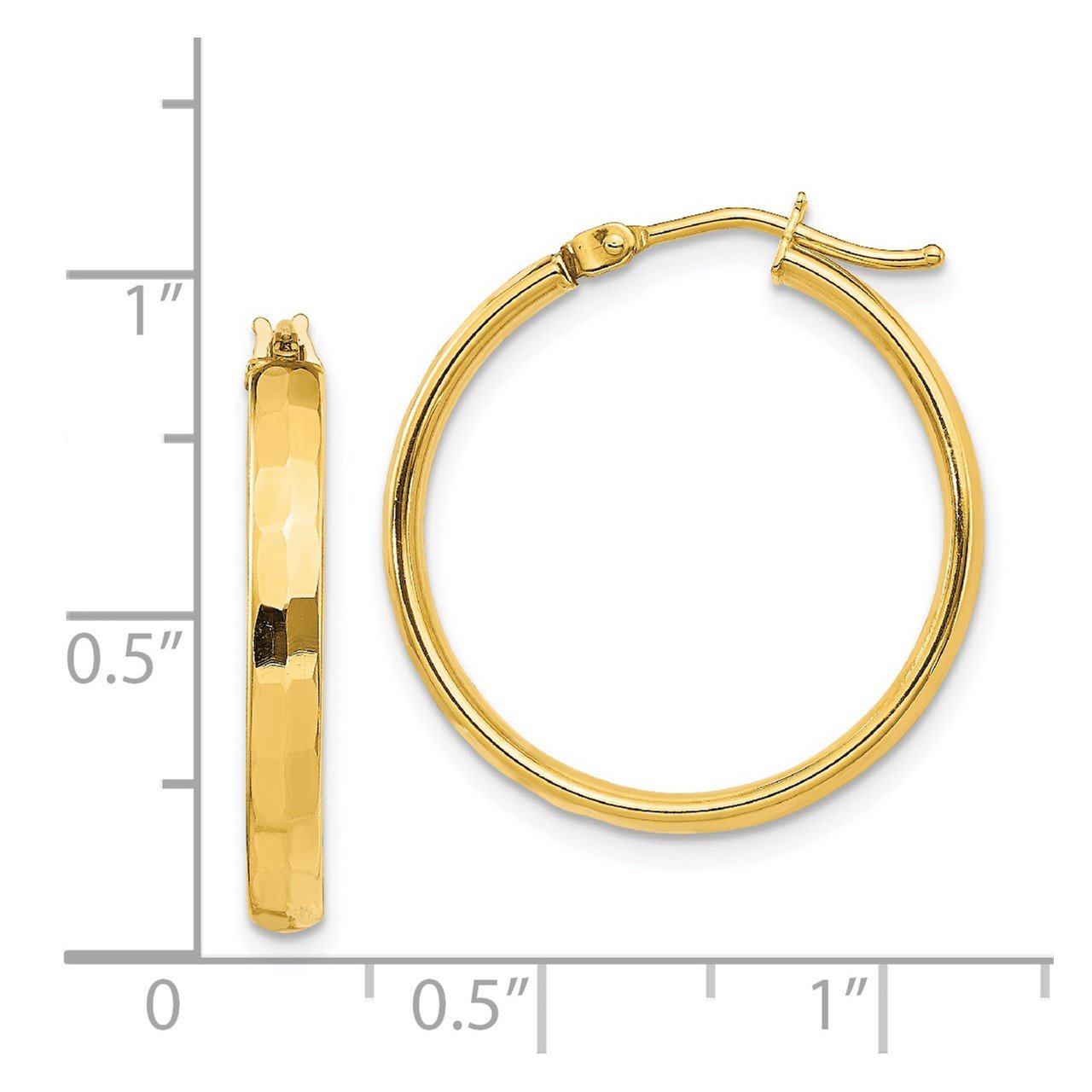 14k Gold Polished and Textured Hoop Earrings-2