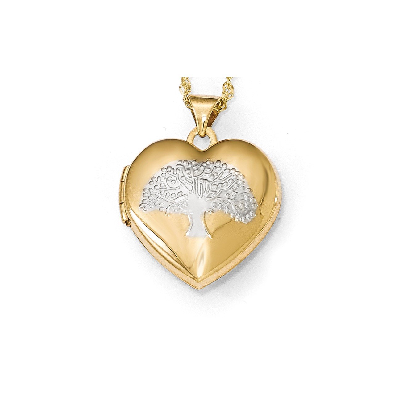 Leslie's 14k Rhodium-plated Polished Heart Locket Pendant