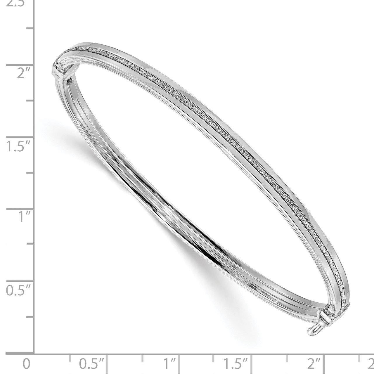 Leslie's 14K White Gold Polished Glimmer Infused Hinged Bangle-1
