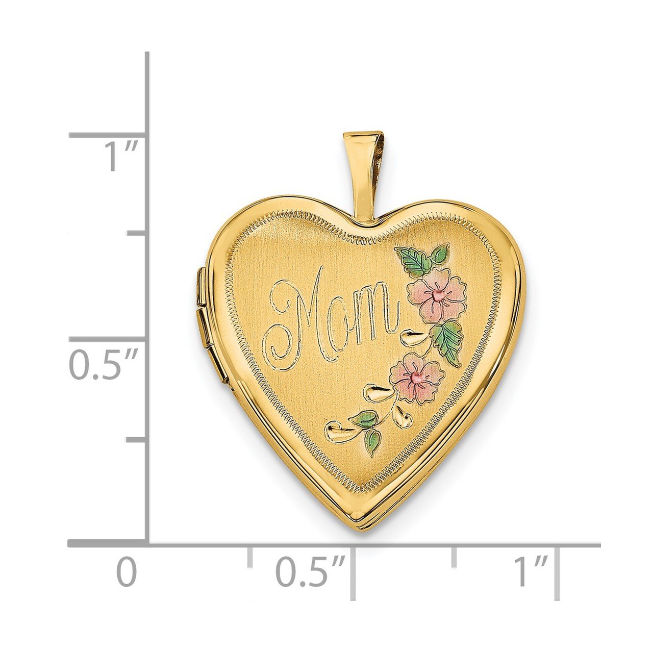 14K 20mm Enamel Flowers MOM Heart Locket-2