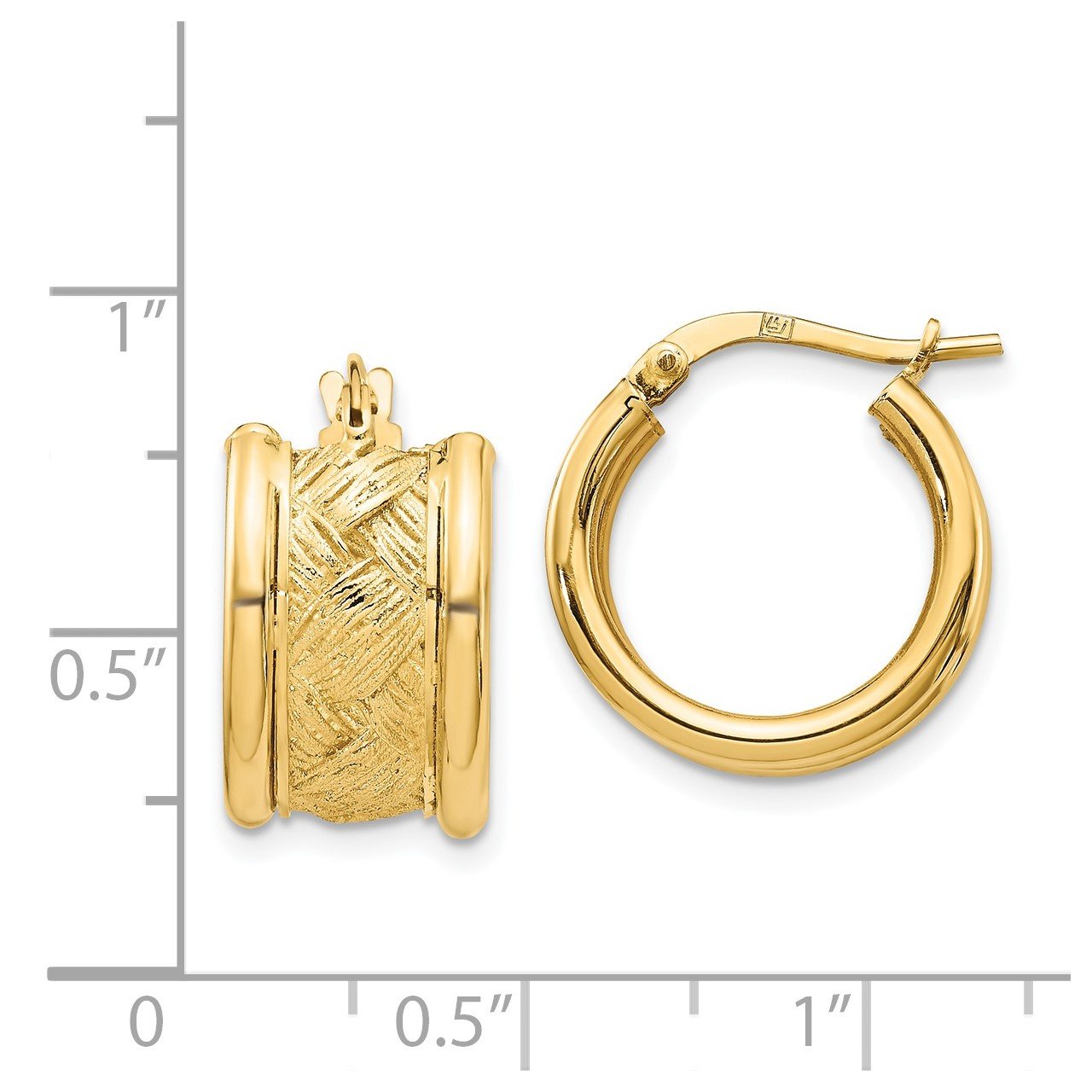 Leslie's 14K 9.75mm Polished Designed Hoop Earrings-2