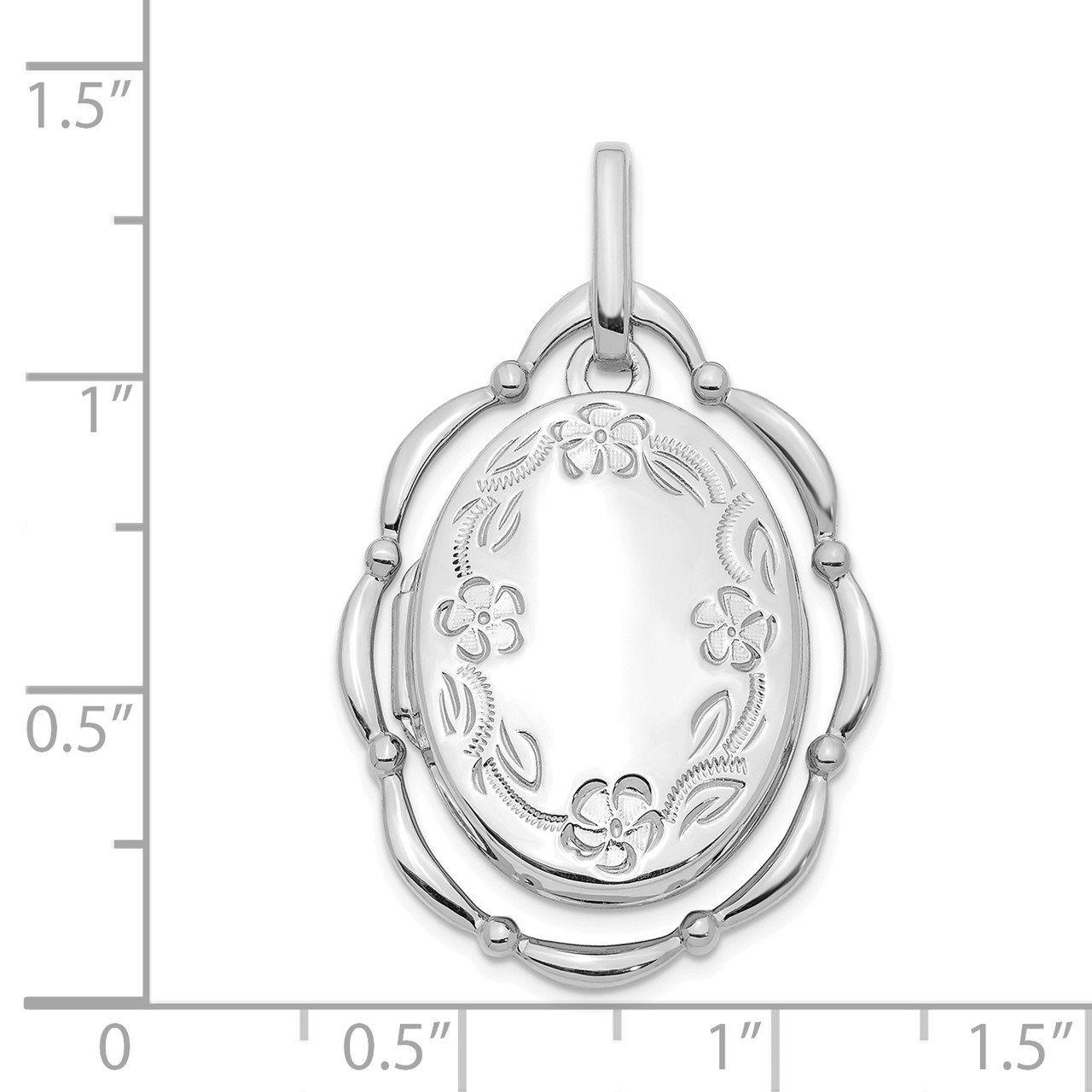 14K White Gold 23mm Oval Locket Pendant-2