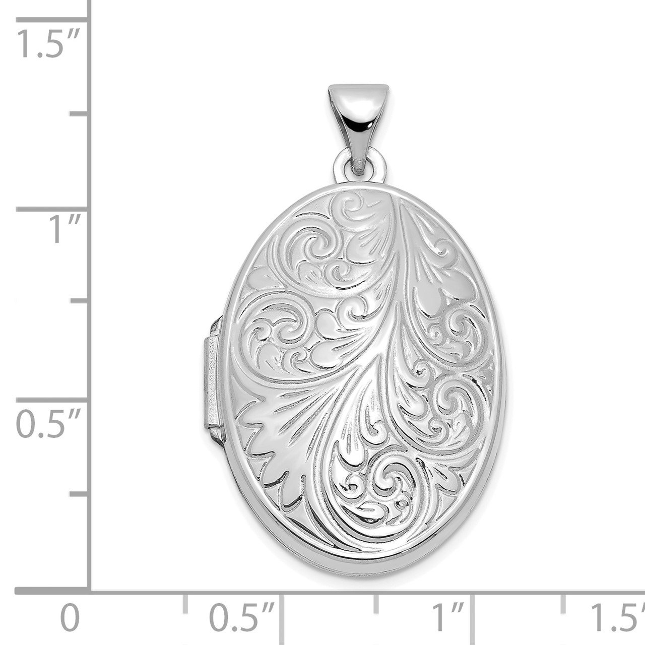 14k White Gold Scroll Oval Locket-2