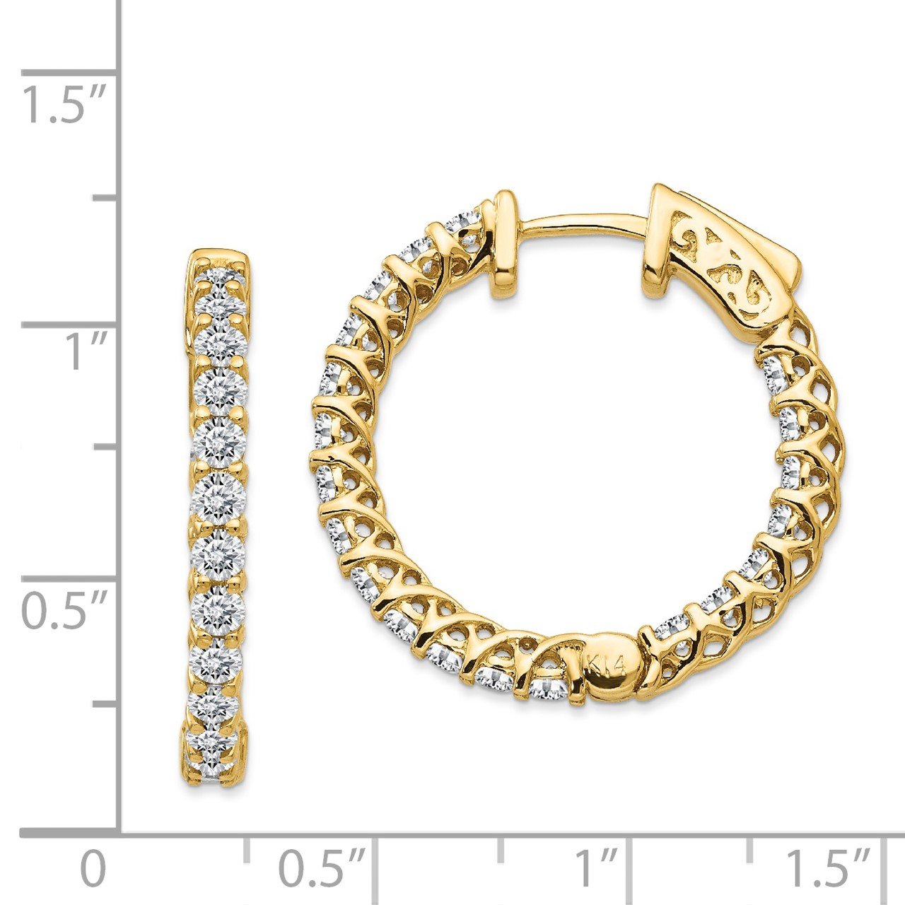 14ky Moissanite Round Hoop with Safety Clasp Earring-0