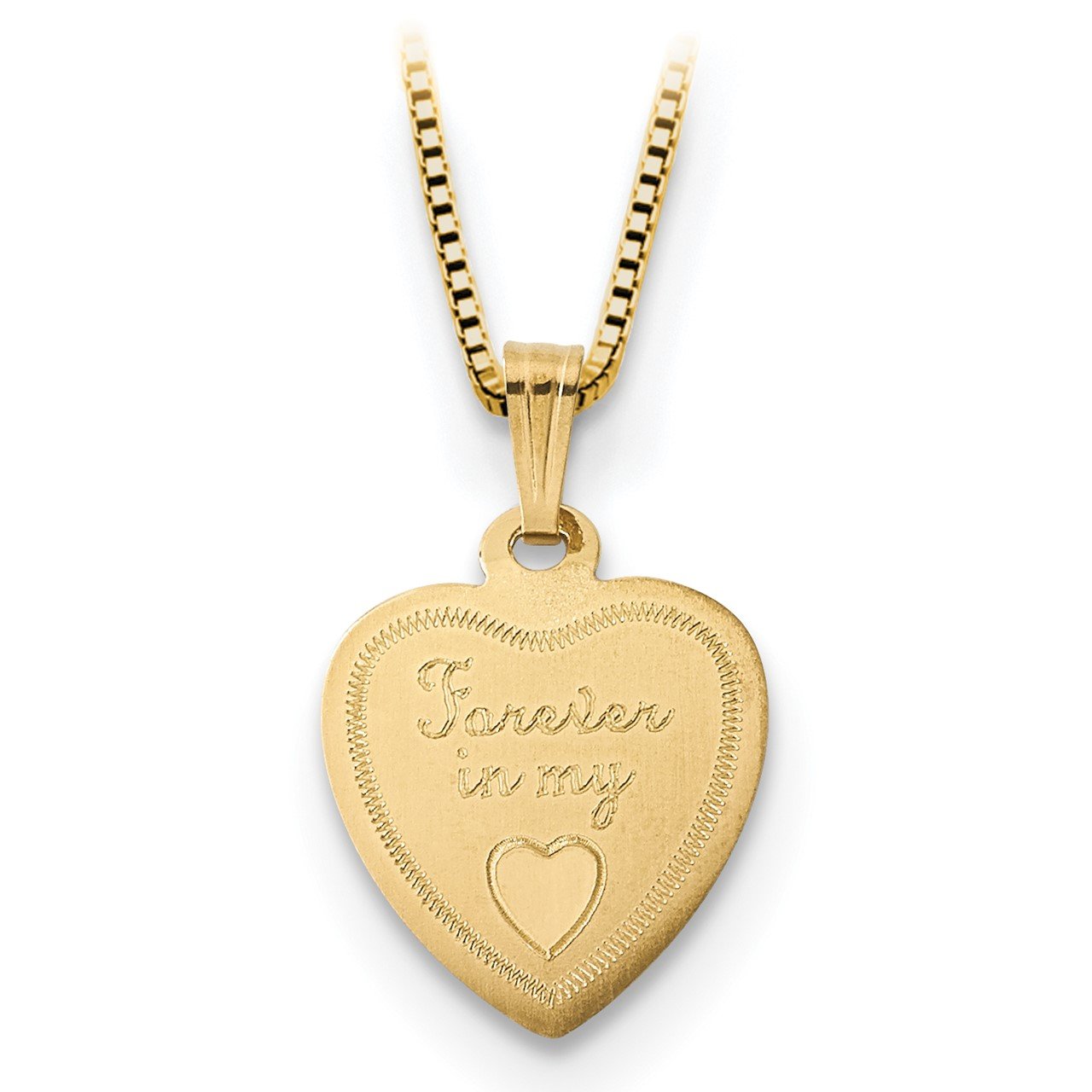 14K 16mm Forever in Heart Locket/Gold-plated Sterling 12mm Pendant-2