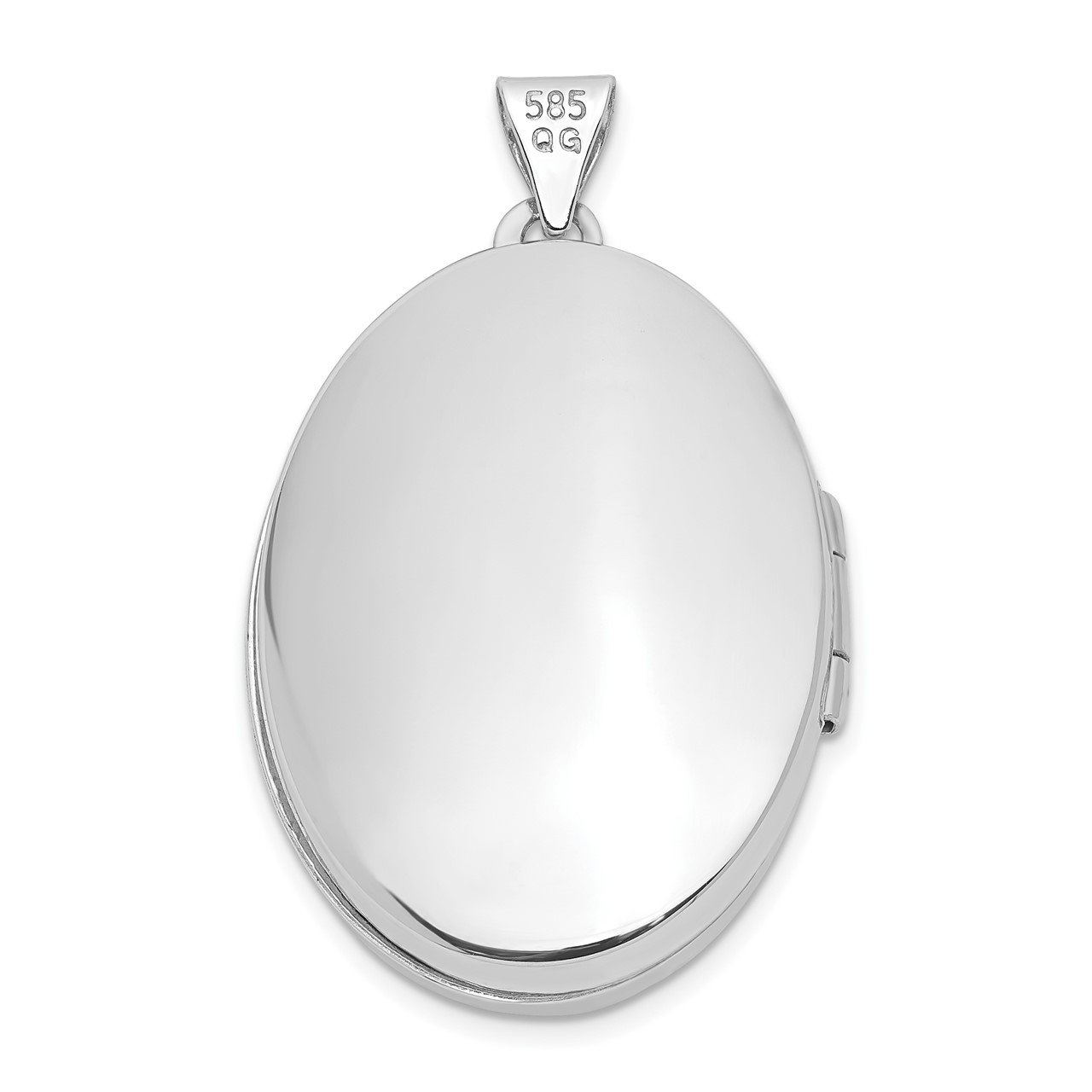 14k White Gold 26mm Oval 1/2 Hand Engraved Locket-3