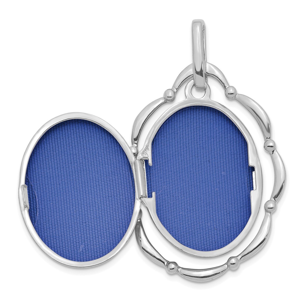 14K White Gold 23mm Oval Locket Pendant-1