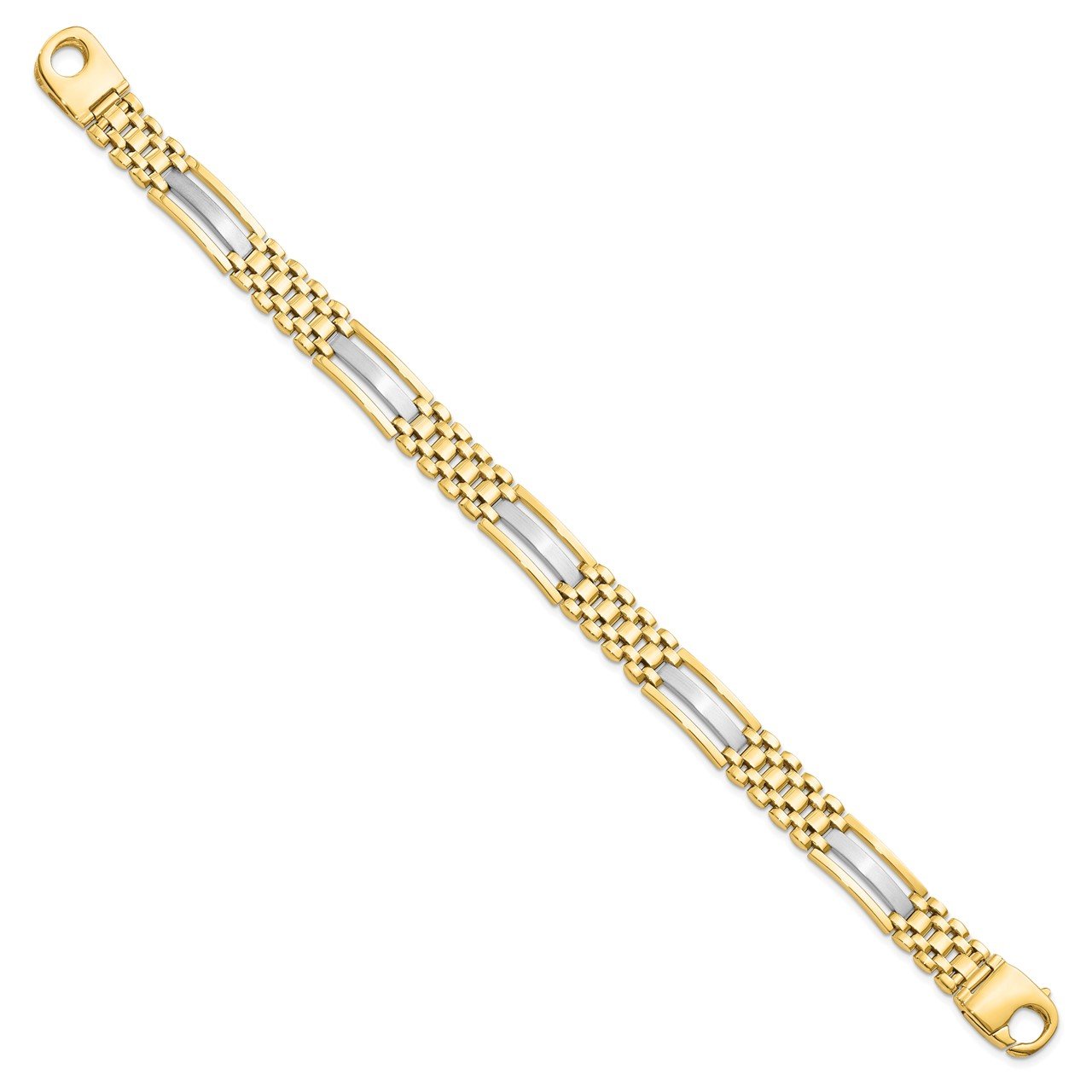 Leslie's 14K Two-tone Polished and Satin Men's Bracelet-1