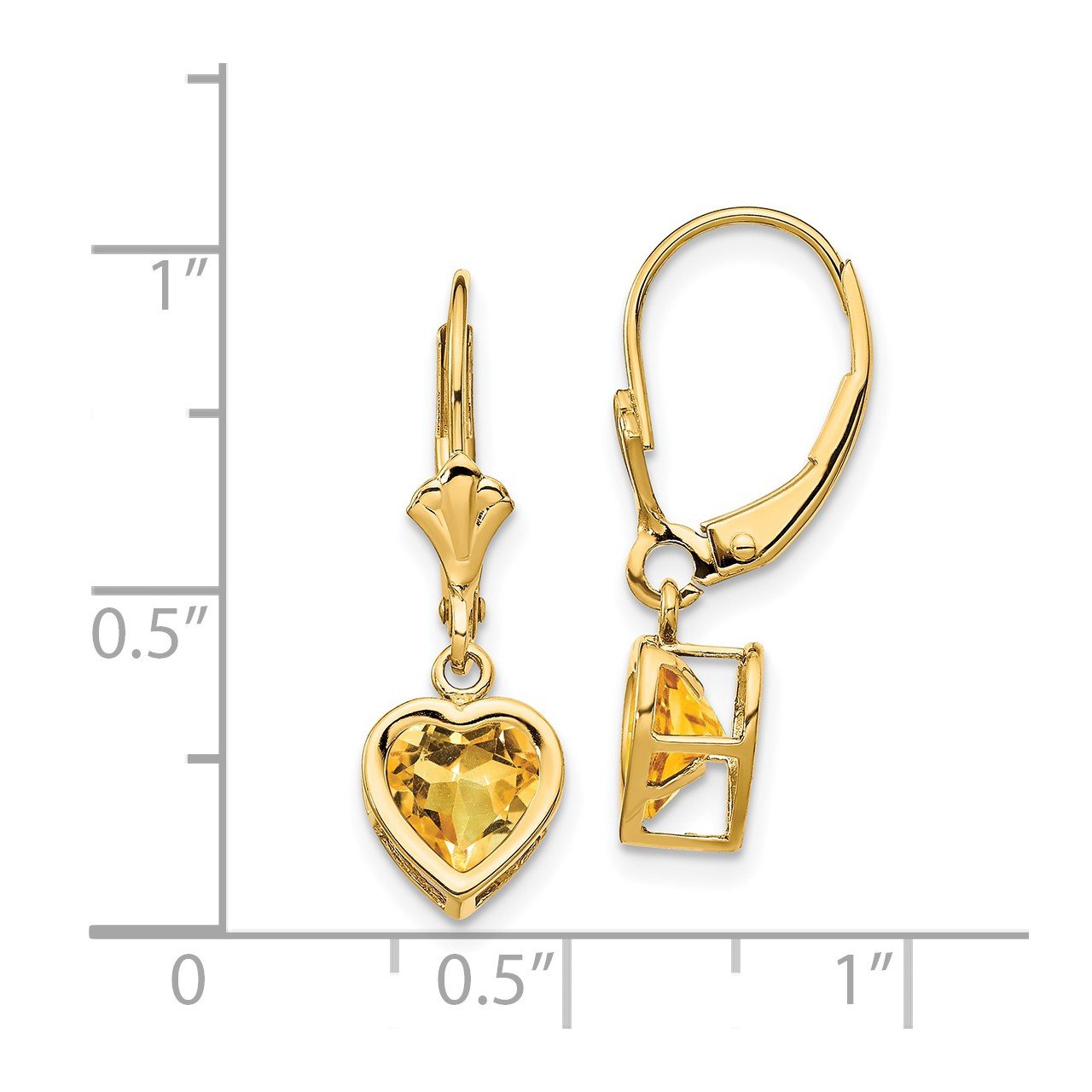 14k 6mm Heart Citrine Earrings-1