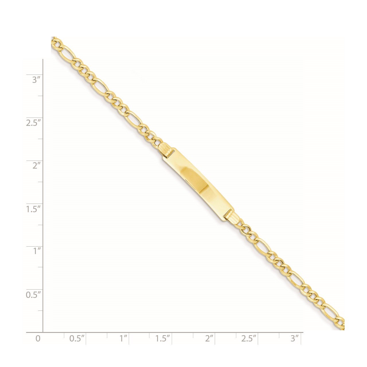 14k Semi-solid Polished Figaro Link ID Bracelet-3