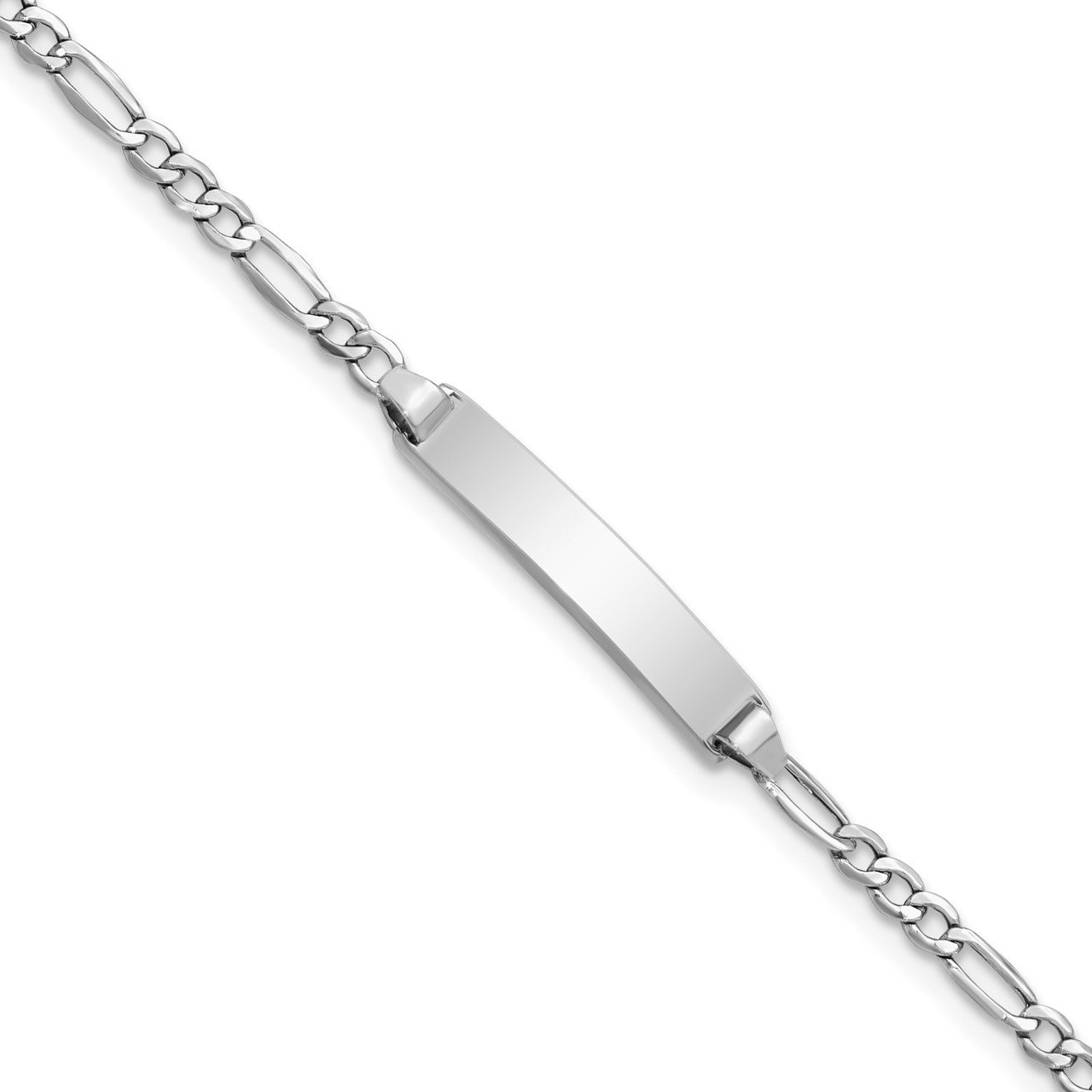 14k WG Semi-Solid Polished Figaro ID Bracelet