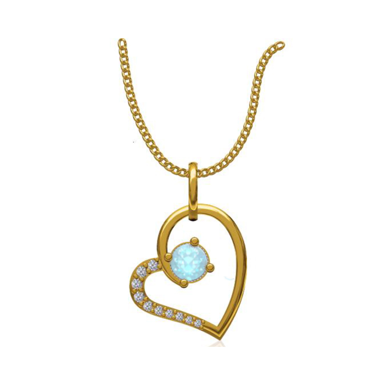 14k Yellow Gold 0.131 Ct. Diamond or Gemstones Heart Shape Pendant Necklace-0